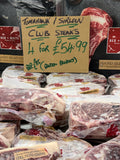 Tomahawk/sirloin club steaks